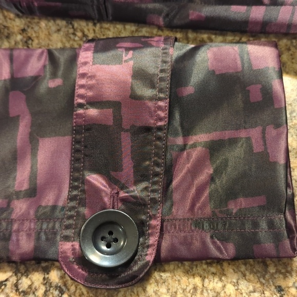 Nick & Mo Anthropology purple/ black satin ruffle collar unique trenchcoat sz S - Picture 12 of 13